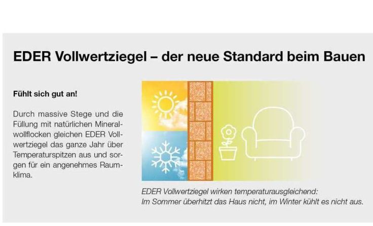 EDER Vollwertziegel – der neue Standard beim Bauen