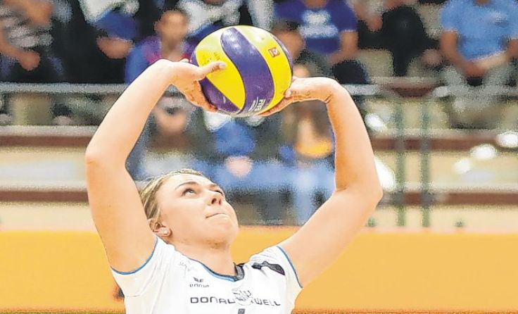 Makayla Ferguson bei ihrem Debut im Trikot der SG Prinz Brunnenbau Volleys. Foto: Günther Iby 