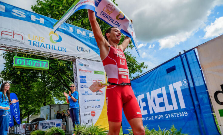 Sprint-Sieger Sebastian Fuchs vom Team Sig-Harreither. (Foto: TriRun Linz)