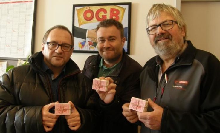 Helmut Pomayr (SML), Frederik Schmidsberger (ÖGB) und Hubert Herzog (Stiwa) Foto: ÖGB