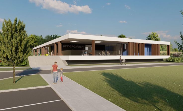 So soll das neue Kindergartengebäude in Gampern aussehen. Foto: Gemeinde