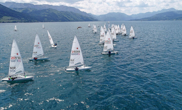 Laser am Start zu einer Regatta am Attersee (Foto: Sport Consult - Gert Schmidleitner)