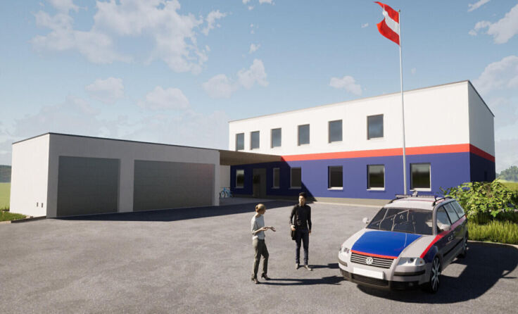 So wird das neue Gebäude der Polizei in Frankenburg aussehen. (Foto: Schmid Baugruppe)