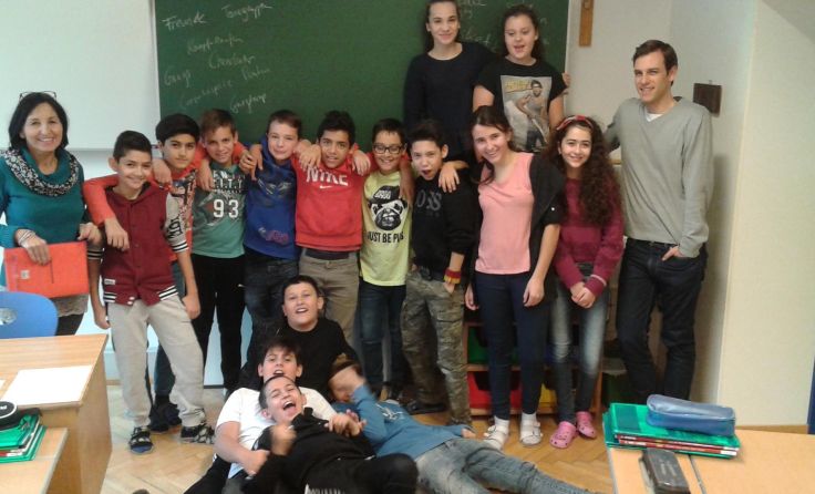 Die SchülerInnen der Klasse 2b der NMS1 Ried im Workshop „Jugend im Dialog“
