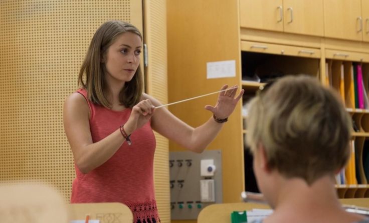 Kapellmeisterin Johanna Reischauer bei der ersten gemeinsamen Probe. (Foto: MMK Taiskirchen)