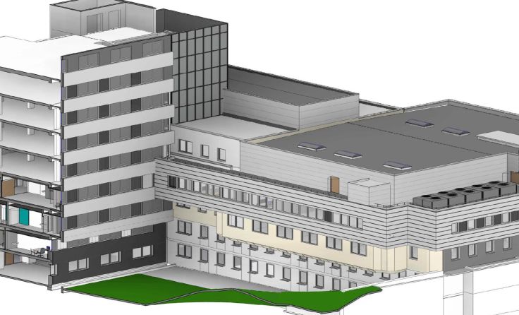 Ansicht vom Innenhof (Plan: Krankenhaus Ried)
