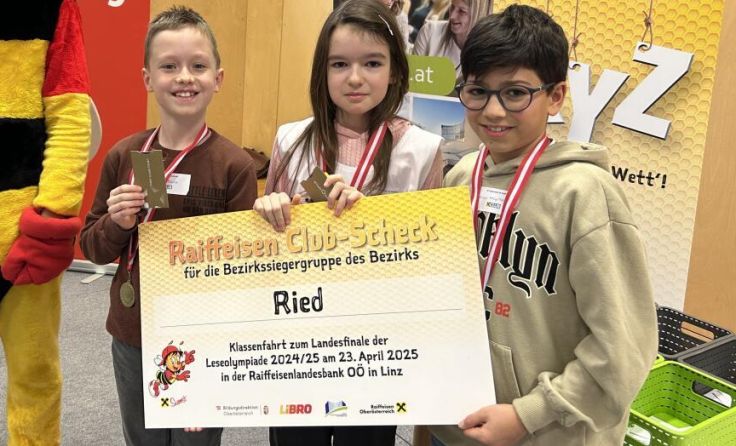 Das Trio der VS Taiskirchen gewann die Bezirks-Leseolympiade. (Foto: VS Taiskirchen)