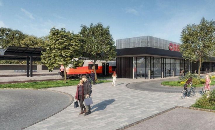 So soll der Rieder Bahnhof einmal aussehen. (Foto: ÖBB / Kroh & Partner / 3D Schmiede)