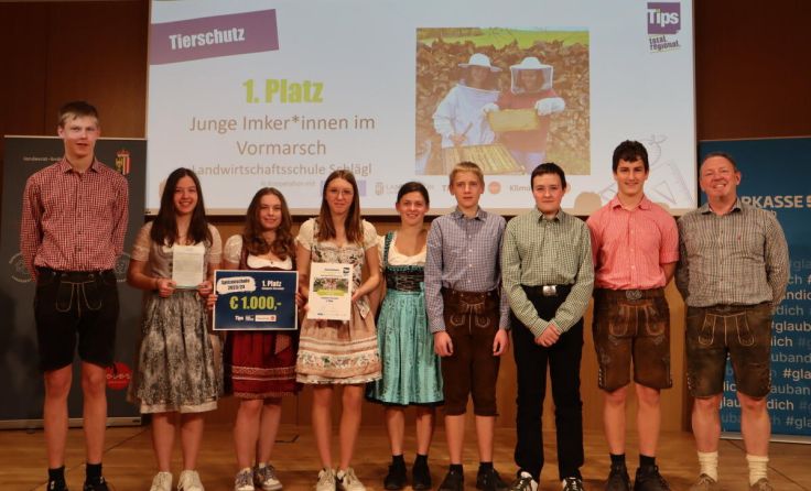 Die Schüler der Bioschule Schlägl holten sich ihren verdienten Preis ab. (Foto: Tips)