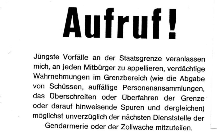 Aufruf von Innenmminister Blecha