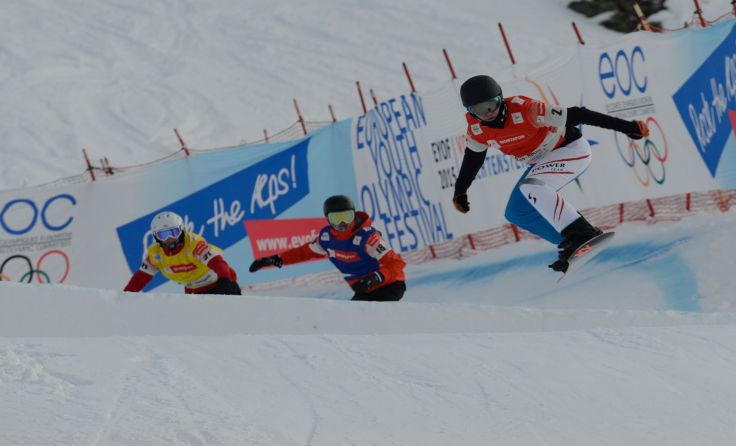 Boarder-Crosser Andreas Kroh (vorne) wurde im Einzel Sechster, im Team Siebter. Foto: EYOF 2015