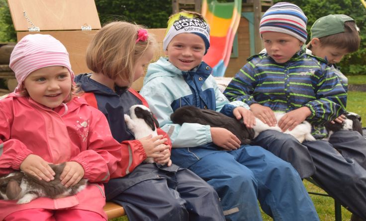 Jede Menge Streicheleinheiten gab es für die Kaninchen im Kindergarten Arnreit.