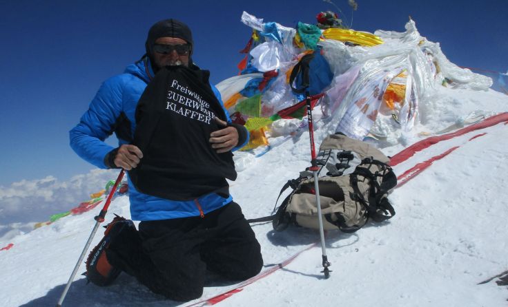 Norbert Sonnleitner auf dem 7.546 Meter hohen Gipfel Foto: Sonnleitner
