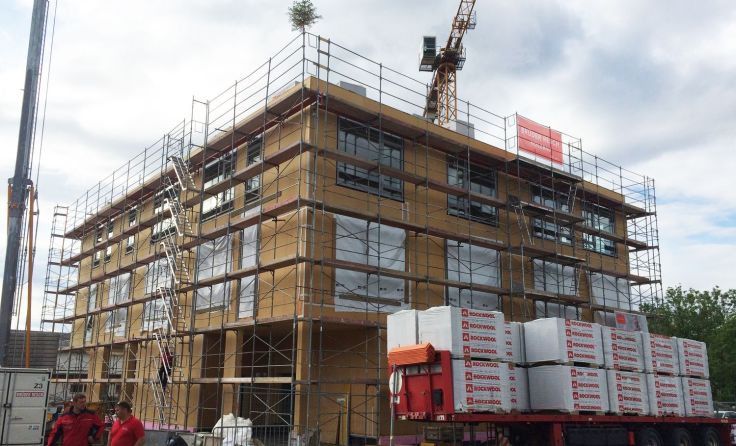 Das Bürogebäude wird in Hybridbauweise errichtet. Foto: Brüder Resch
