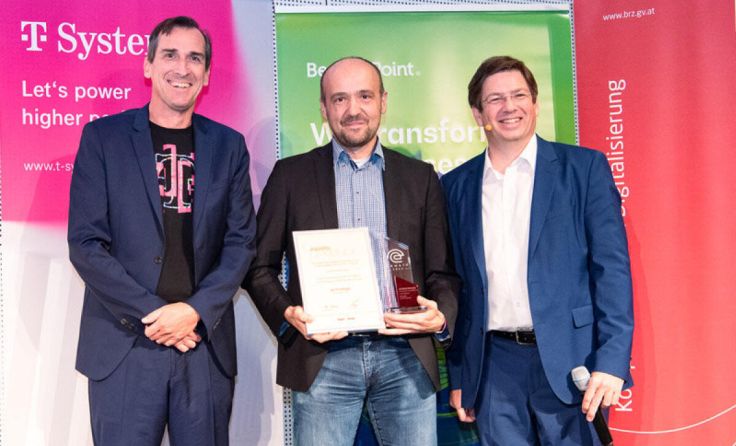 Combeenation-Gründer Klaus Pilsl (Mitte) nahm den Preis entgegen. (Foto: Milena Krobath)