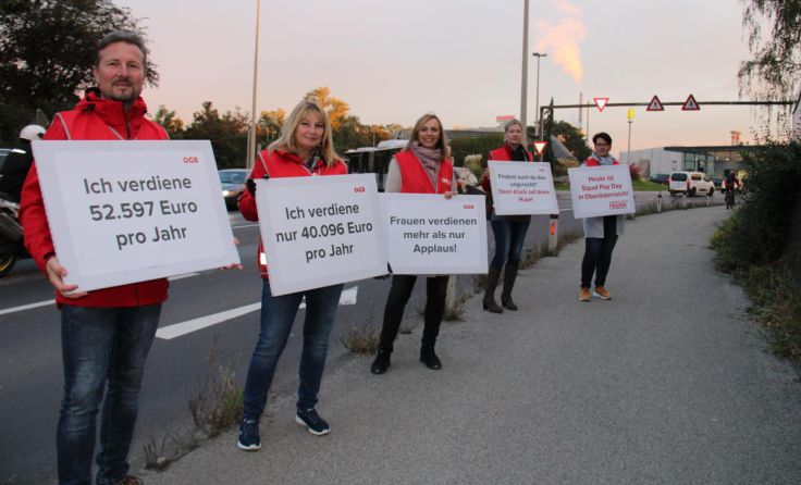 Straßenaktion des ÖGB OÖ zum Equal Pay Day in Linz (Foto: ÖGB OÖ)
