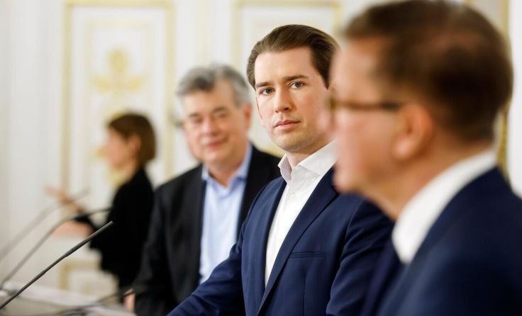 Pressefoyer nach dem Ministerrat am 17. März (Foto: BKA/Dragan Tatic)