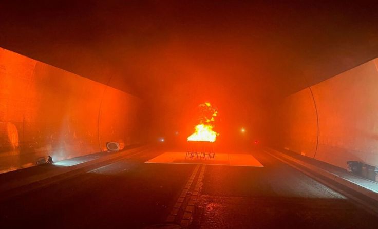Brandtest im Mona-Lisa-Tunnel (Foto: Stadt Linz)