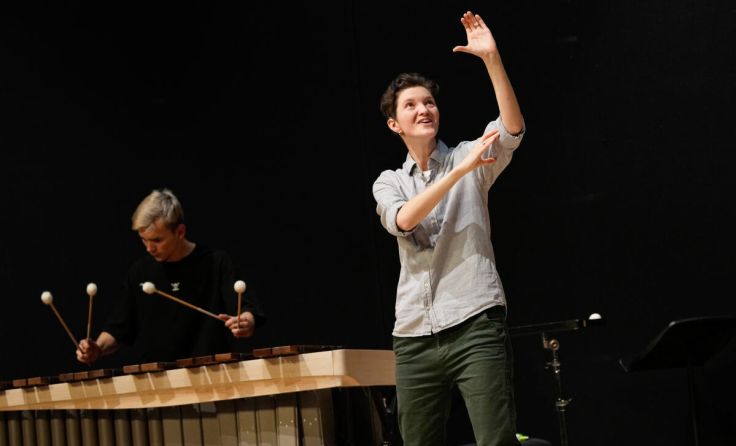 poemusic 2025: Anja_Burghardt (r.) und Ivan Zachatko (l., Schlagwerk) (Foto: Reinhard Winkler)