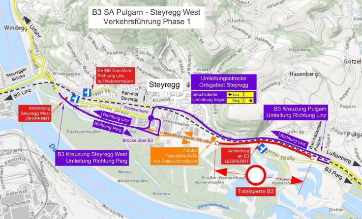 Verkehrsführung in der Bauphase 1 und 2 (Foto: Land OÖ)