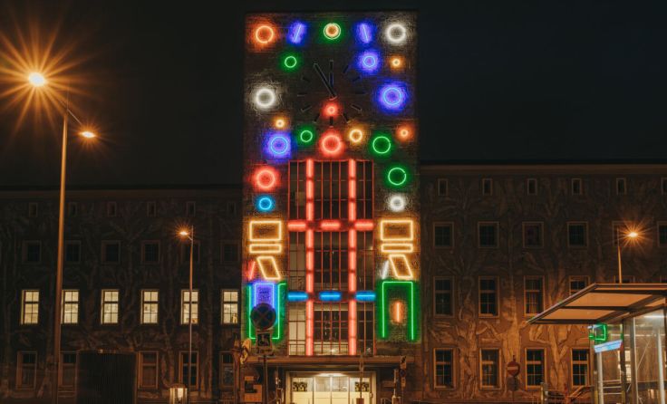 Die interaktive Installation von Spidertag am Uhrturm. (Foto: Marlene Nemeth/Calle Libre)