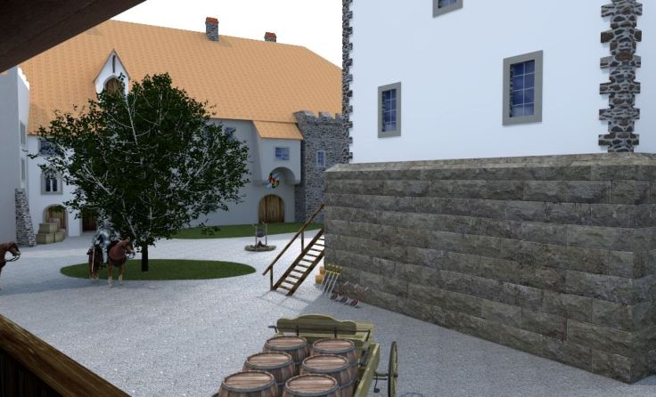 Der innere Burghof der Schärdinger Burg um 1430 wurde digital rekonstruiert. Foto: Draw4you