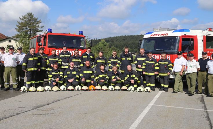 Die Kopfinger Florianis absolvierten die Branddienst-Leistungsprüfung. Foto: FF Kopfing