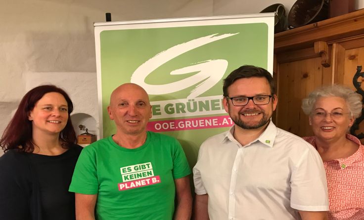 Ursula Roschger, Rudi Wötzlmayr, Bertold Wöss und Veronika Hintermair (v. l.) Foto: Grüne OÖ