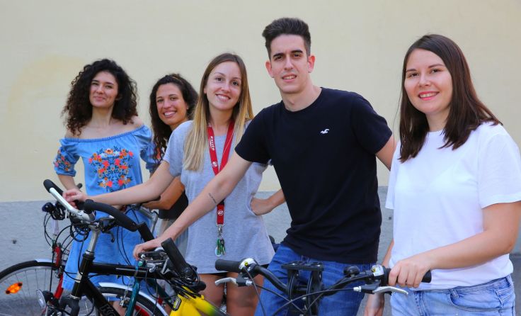 Die Erasmus-Freiwilligen Armagan, Gemma, Maria, José und Dinara (Foto: Caritas)