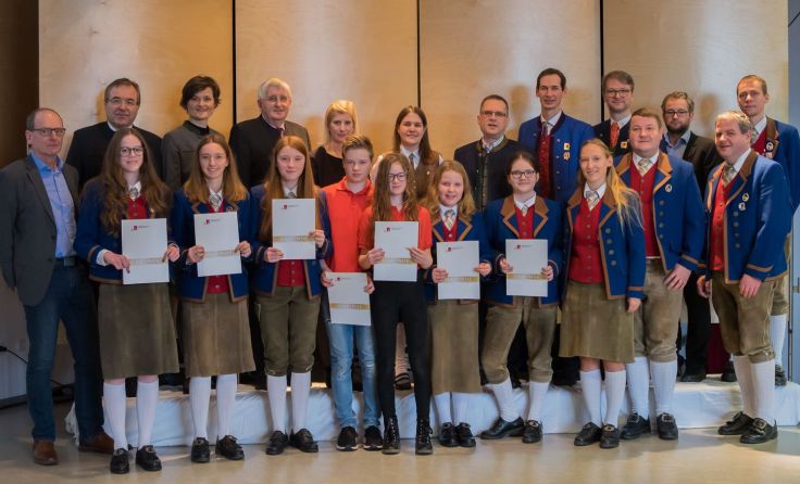Sieben Jungmusiker aus Münzkirchen erhielten ihr Leistungsabzeichen. (Foto: OÖBV)