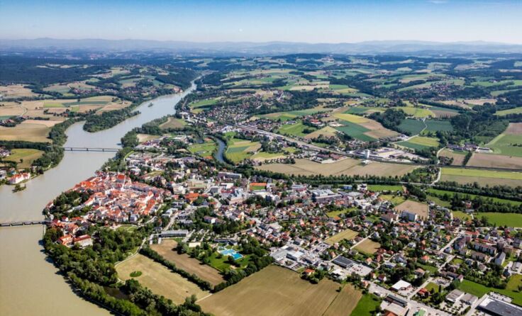 Die Barockstadt Schärding aus der Vogelperspektive betrachtet. (Foto: Stadtgemeinde Schärding)