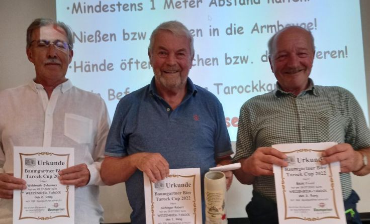Die Sieger des Baumgartner Bier Tarock Cups 2022. (Foto: privat)