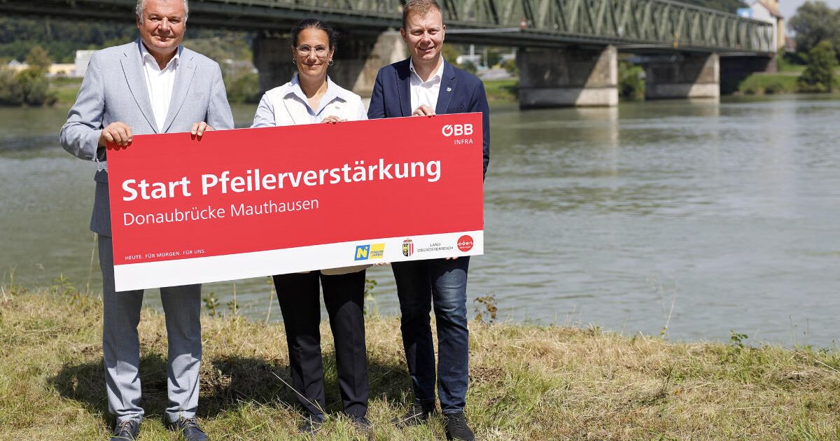 Pfeiler der Donaubrücke Mauthausen werden verstärkt