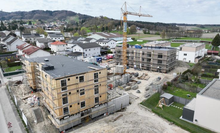Dei zwei Wohnhäuser werden in der Sportplatzstraße errichtet. (Foto: OÖ Wohnbau)