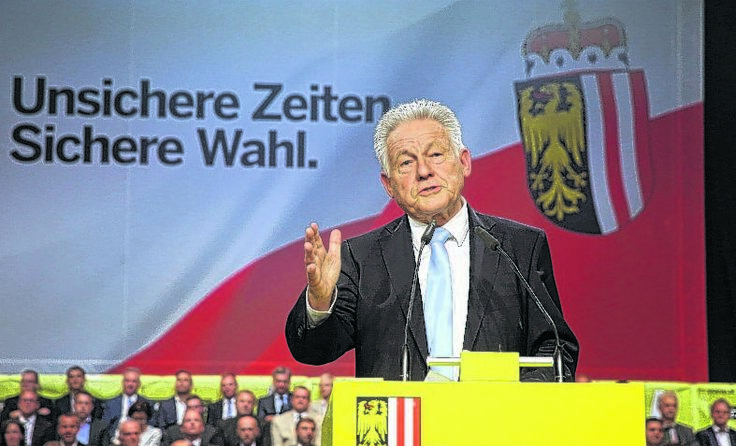 LH Josef Pühringer (VP) bei seiner Rede in Wels. Foto: OÖVP/Hermann Wakolbinger