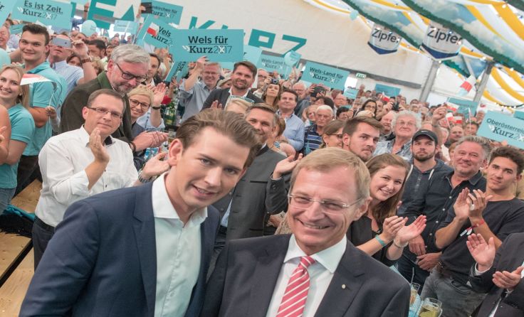 ÖVP-Wahlkampf im Bierzelt: Kurz uns Stelzer mitten in Wels Foto: ÖOVP/Kerschi