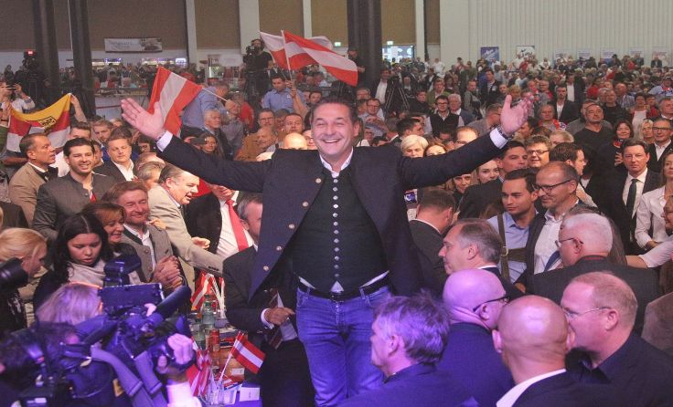 Spitzenkandidat Heinz Christian Strache ließ sich feiern. Foto: cityfoto.at/Maringer