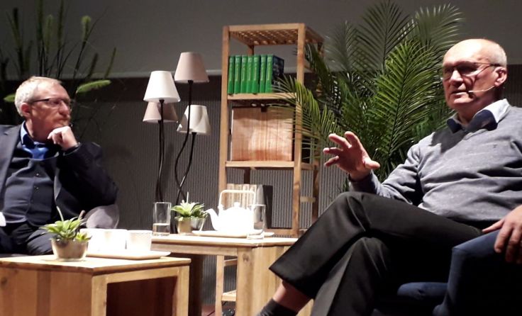 Moderator Klaus Buttinger und Horst Steinmüller Foto: Welios