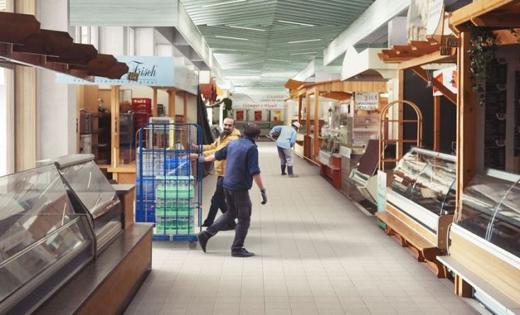 So soll das Innenleben der Markthalle dann aussehen. Grafik: ARGE Marktareal