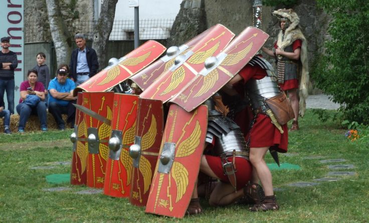 Die berühmt berüchtigte Schildkröten-Kampfformation (Foto: Tips)