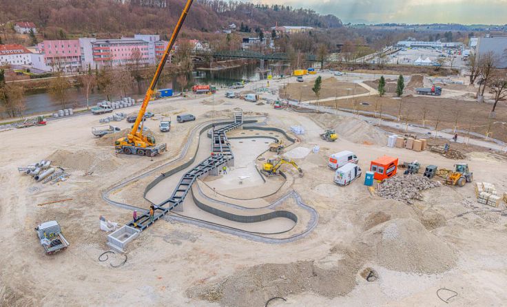 Blick auf die Baustelle Seerosenteich (Foto: Stadt)
