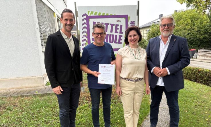 Thomas Brindl (WKO), Johannes Schmidler, Dir. Ingrid Christian und VP-Bgm. Günther See (Foto: WKO)