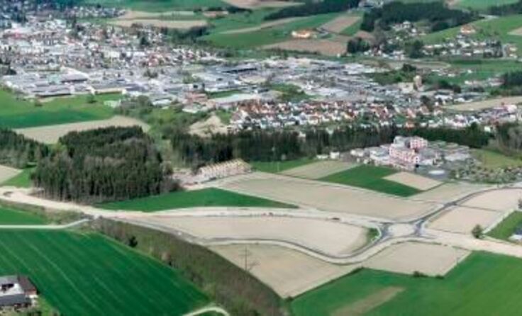 Luftaufnahme der Umfahrung Freistadt / Land OÖ