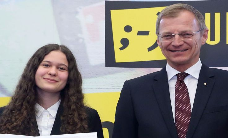 Elena Eisner vom BORG Linz-Hagenberg, Kategorie „Neues Sprachrohr“ Fotos: Land OÖ/Liedl