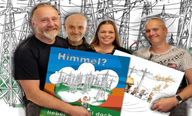 Manfred Voit, Karikaturist Rupert Hörbst, Tanja Lette, Manuel Hofstadler (v.l.)Foto: Hörbst