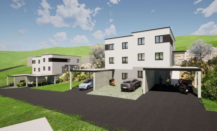 So werden die neuen Doppelhaushälften in St. Johann aussehen.Fotos/Visualisierungen: D3