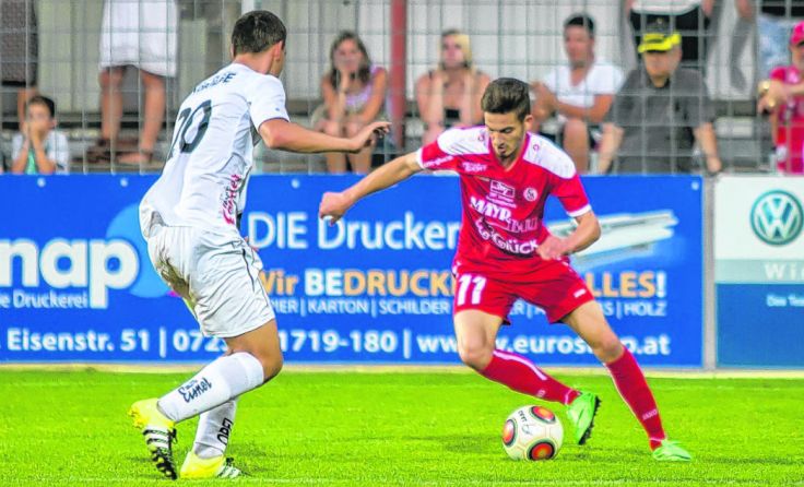 Mehmet Güngör (rechts) erzielt für Vorwärts das Goldtor gegen die WAC Amateure. Foto: SKV/Bota