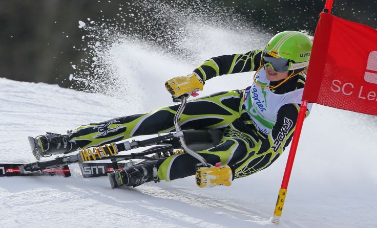 Claudia Hartl fährt im zweiten Riesentorlaufdurchgang Bestzeit. Foto: gepa/Bachun