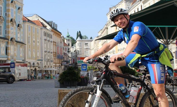 Philipp Hampel am Steyrer Stadtplatz