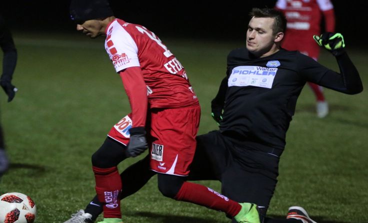 Jackson Kenio (links) erzielt sein erstes Tor für Vorwärts. Foto: Moser